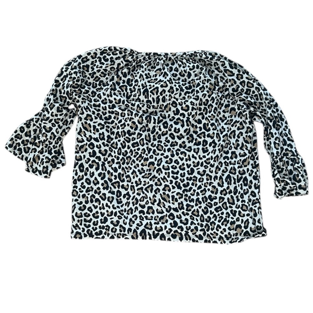 MICHAEL KORS Black And White Animal Print Blouse With Bell Sleeves Top - Picture 2 of 2